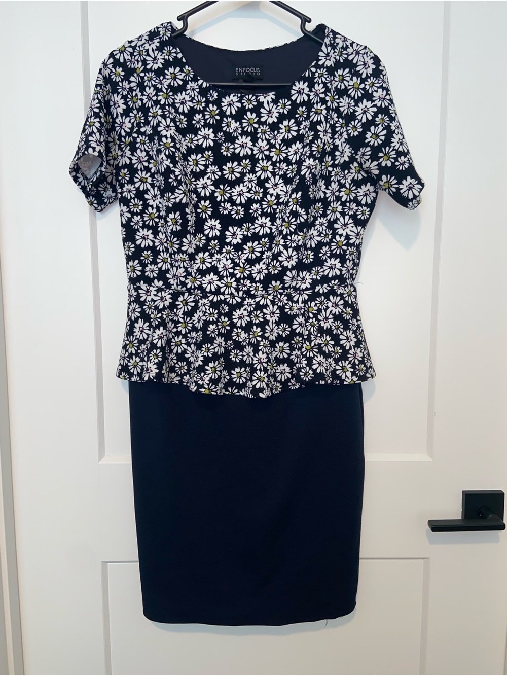 Navy Daisy Peplum Dress